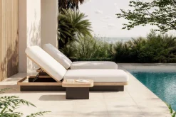 Hot Aurora Gartenliegen 2er-Set, anthrazit/pale silver, Alu/Polyester/Schaumstoff, 200 x 80 cm, 6-fach verstellbar, inkl. Beistelltisch Gartenliegen