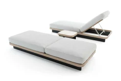 Hot Aurora Gartenliegen 2er-Set, anthrazit/pale silver, Alu/Polyester/Schaumstoff, 200 x 80 cm, 6-fach verstellbar, inkl. Beistelltisch Gartenliegen