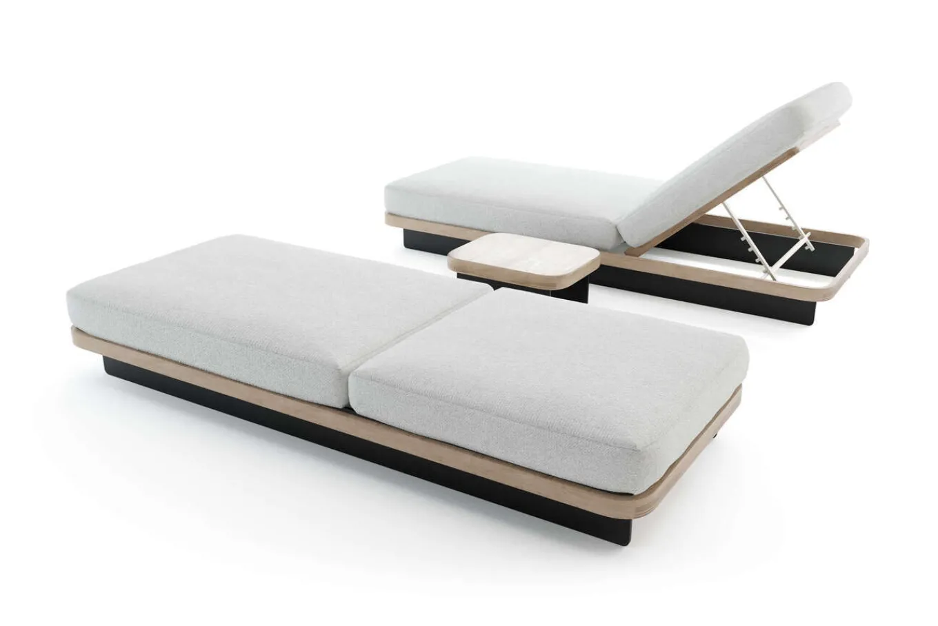 Hot Aurora Gartenliegen 2er-Set, anthrazit/pale silver, Alu/Polyester/Schaumstoff, 200 x 80 cm, 6-fach verstellbar, inkl. Beistelltisch Gartenliegen
