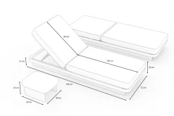 Hot Aurora Gartenliegen 2er-Set, anthrazit/pale silver, Alu/Polyester/Schaumstoff, 200 x 80 cm, 6-fach verstellbar, inkl. Beistelltisch Gartenliegen