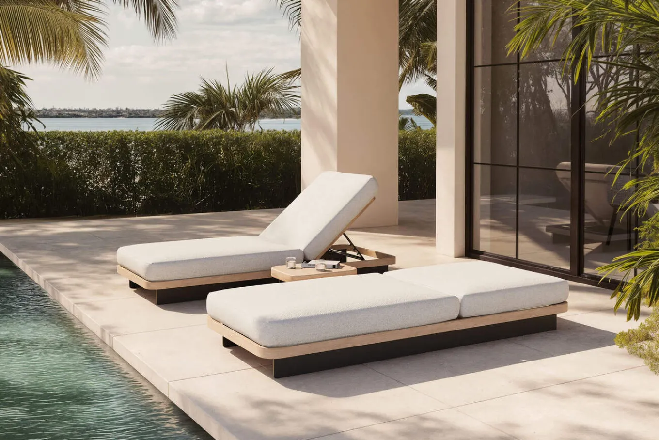 Hot Aurora Gartenliegen 2er-Set, anthrazit/pale silver, Alu/Polyester/Schaumstoff, 200 x 80 cm, 6-fach verstellbar, inkl. Beistelltisch Gartenliegen