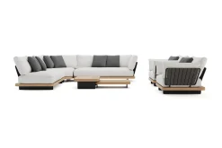 New Aurora XL Gartenlounge, anthrazit/pale silver, Alu/Polyester/Rope, großzügige Sitzfläche, Holzdekor Gartenlounge