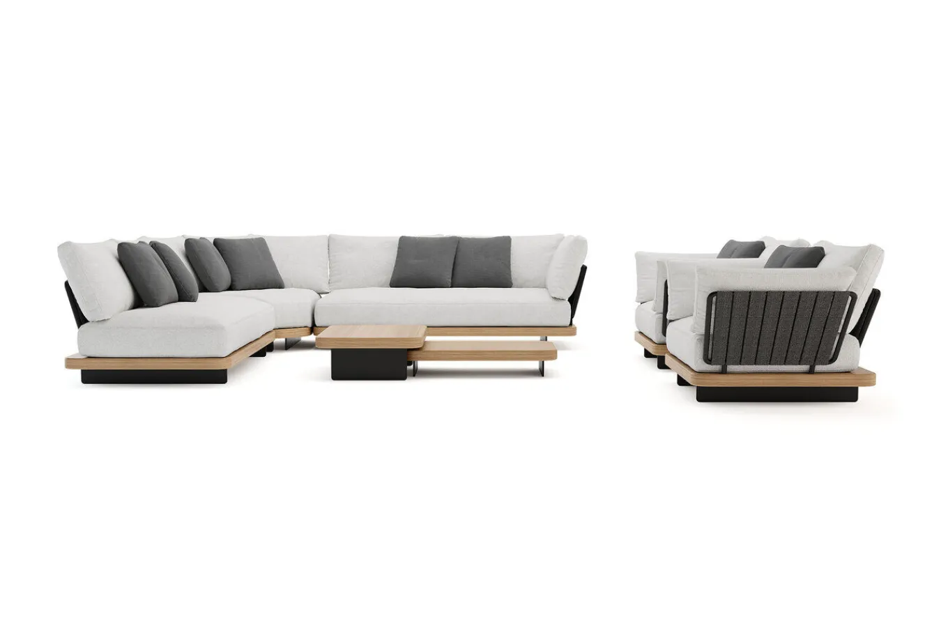 New Aurora XL Gartenlounge, anthrazit/pale silver, Alu/Polyester/Rope, großzügige Sitzfläche, Holzdekor Gartenlounge