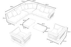 New Aurora XL Gartenlounge, anthrazit/pale silver, Alu/Polyester/Rope, großzügige Sitzfläche, Holzdekor Gartenlounge