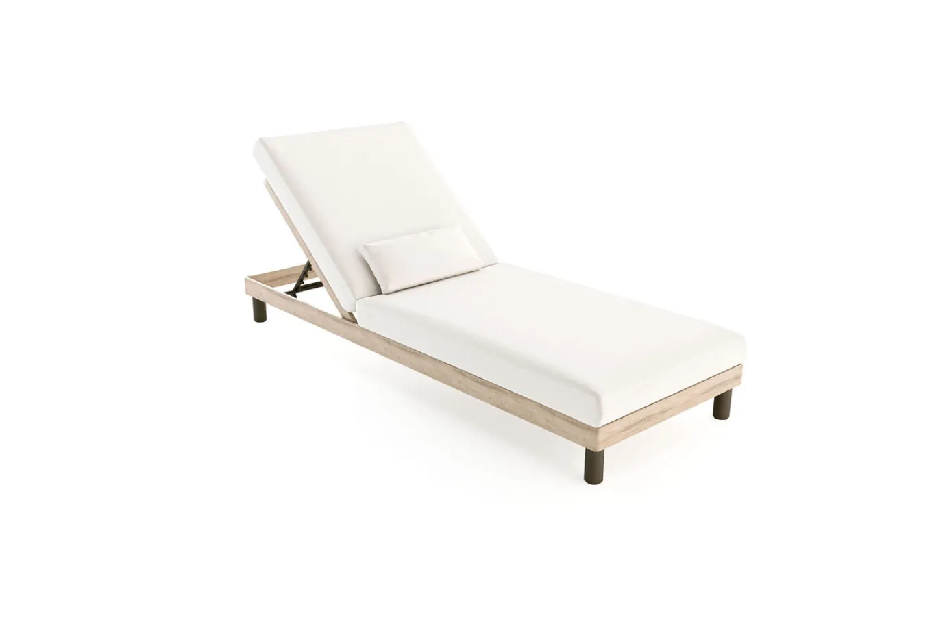 Lunare Gartenliege, cashmere sand/anthrazit, Alu/Polyester/Schaumstoff, Holzdekor, 205 x 70, verstellbar, inkl. Polster Gartenliegen