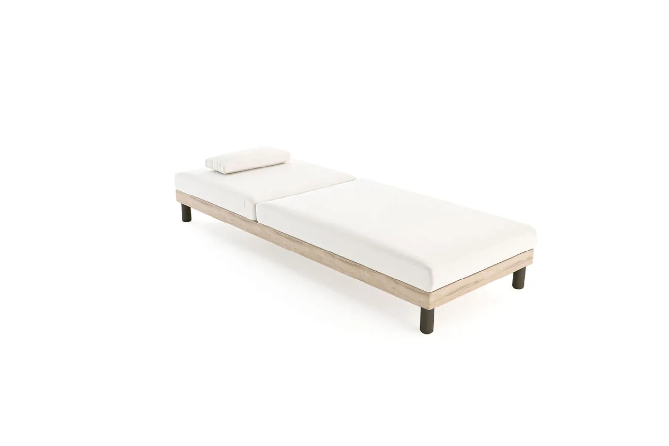 Lunare Gartenliege, cashmere sand/anthrazit, Alu/Polyester/Schaumstoff, Holzdekor, 205 x 70, verstellbar, inkl. Polster Gartenliegen