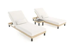 Hot Lunare Gartenliegen 2er Set, anthrazit/ cashmere sand, Alu/Polyester/Schaumstoff, 205 x 90 cm, 6-fach verstellbar, inkl. Beistelltisch Gartenliegen