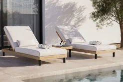 Hot Lunare Gartenliegen 2er Set, anthrazit/ cashmere sand, Alu/Polyester/Schaumstoff, 205 x 90 cm, 6-fach verstellbar, inkl. Beistelltisch Gartenliegen