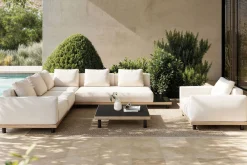 Outlet Lunare L Gartenlounge, cashmere Sand/anthrazit, Alu/ESG-Sicherheitsglas, inkl. Polster, Holzdekor, Quick Dry Foam Gartenlounge