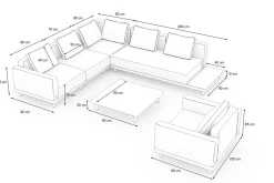 Outlet Lunare L Gartenlounge, cashmere Sand/anthrazit, Alu/ESG-Sicherheitsglas, inkl. Polster, Holzdekor, Quick Dry Foam Gartenlounge