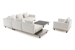 Outlet Lunare L Gartenlounge, cashmere Sand/anthrazit, Alu/ESG-Sicherheitsglas, inkl. Polster, Holzdekor, Quick Dry Foam Gartenlounge