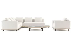 Outlet Lunare L Gartenlounge, cashmere Sand/anthrazit, Alu/ESG-Sicherheitsglas, inkl. Polster, Holzdekor, Quick Dry Foam Gartenlounge