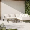 Outlet Lunare Light Gartenlounge, cashmere sand/anthrazit, Aluminium, Tisch 86 x 86 cm, Holzdekor, Quick Dry Foam Gartenlounge