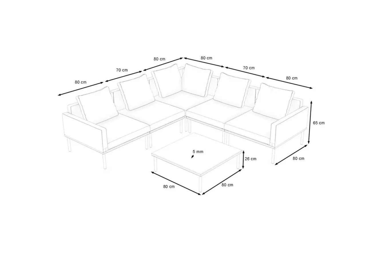 Outlet Lunare Light Gartenlounge, cashmere sand/anthrazit, Aluminium, Tisch 86 x 86 cm, Holzdekor, Quick Dry Foam Gartenlounge