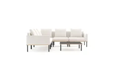 Outlet Lunare Light Gartenlounge, cashmere sand/anthrazit, Aluminium, Tisch 86 x 86 cm, Holzdekor, Quick Dry Foam Gartenlounge