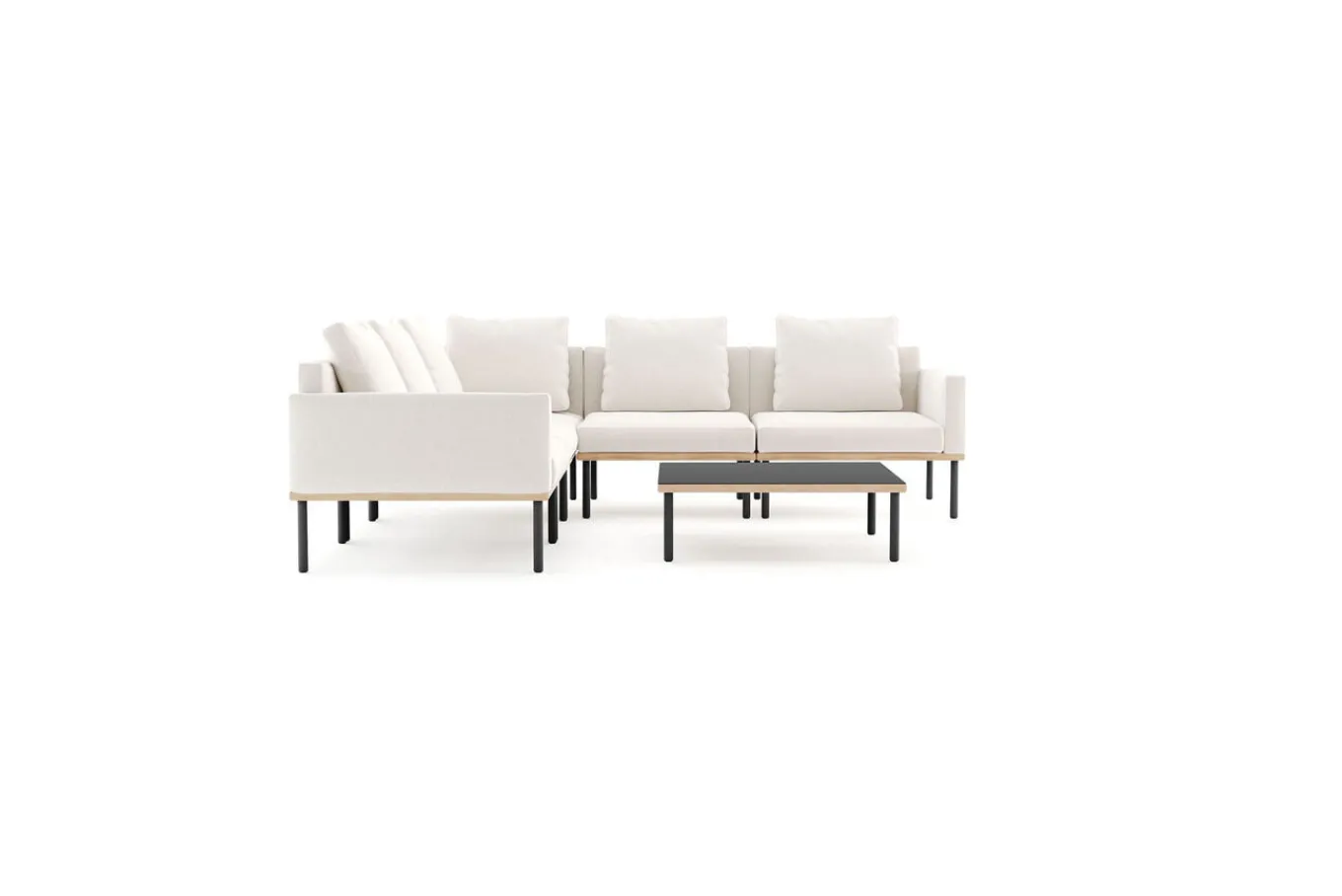 Outlet Lunare Light Gartenlounge, cashmere sand/anthrazit, Aluminium, Tisch 86 x 86 cm, Holzdekor, Quick Dry Foam Gartenlounge