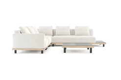 Best Lunare M Gartenlounge, cashmere sand/anthrazit, Alu/Polyester, 290 x 200 cm, Holzdekor, Quick Dry Foam Gartenlounge