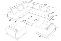 Discount Lunare XL Gartenlounge, cashmere sand/anthrazit, Aluminium, mit Holzdekor, Tisch 90 x 90 cm, Quick Dry Foam, inkl. Kissen Gartenlounge