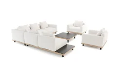 Discount Lunare XL Gartenlounge, cashmere sand/anthrazit, Aluminium, mit Holzdekor, Tisch 90 x 90 cm, Quick Dry Foam, inkl. Kissen Gartenlounge