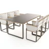 New Reverie Garten-Essgruppe mit 6 Sesseln, anthrazit/creme, Alu/Polyester/Rope, 200 x 100 cm, Holzoptik, inkl. Polster Garten-Essgruppen