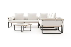 Reverie Light Gartenlounge, creme/anthrazit, Alu/Polyester/Glas, 330 x 240 cm, inkl. Polster Gartenlounge