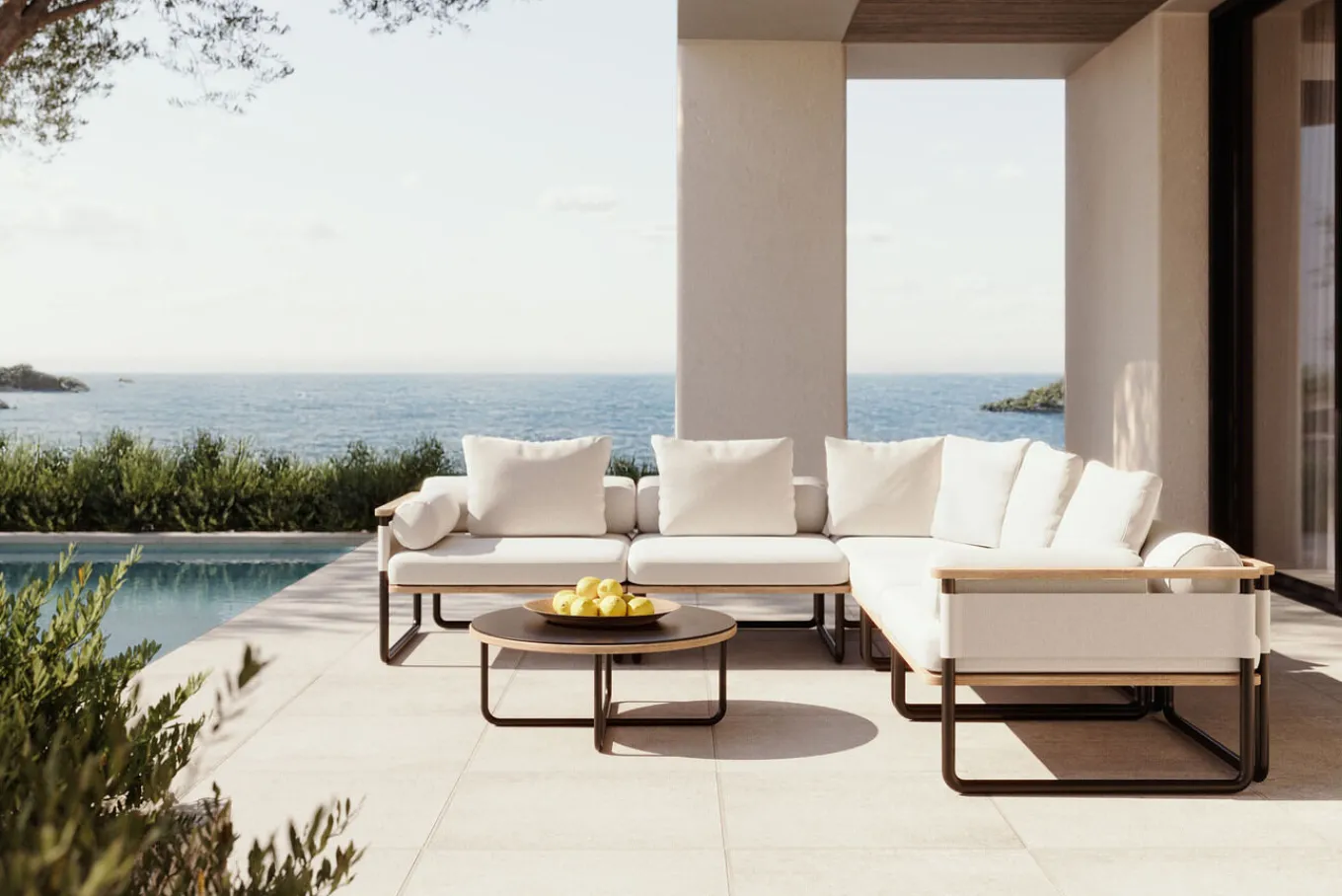Reverie Light Gartenlounge, creme/anthrazit, Alu/Polyester/Glas, 330 x 240 cm, inkl. Polster Gartenlounge