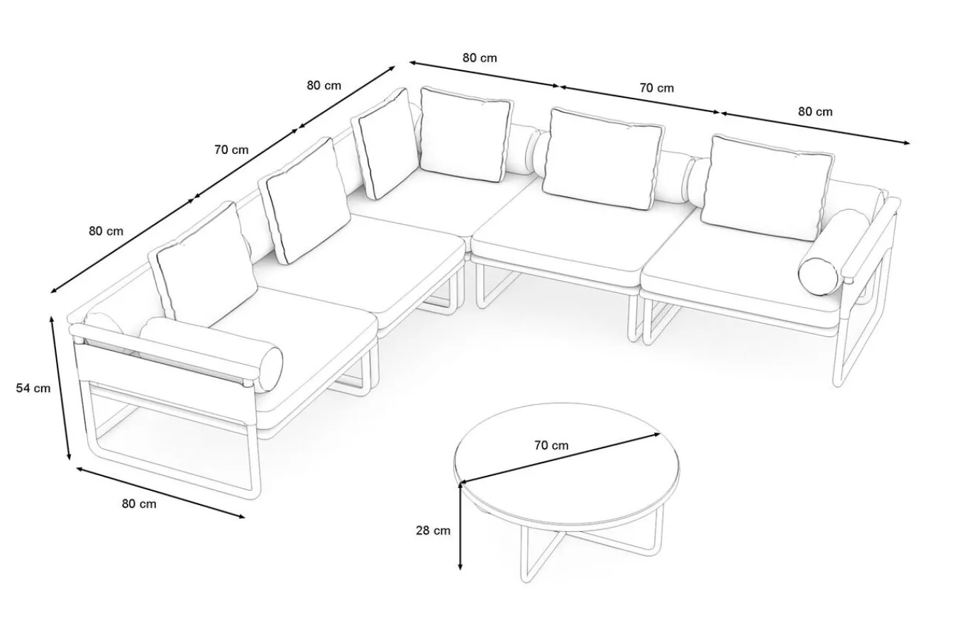 Reverie Light Gartenlounge, creme/anthrazit, Alu/Polyester/Glas, 330 x 240 cm, inkl. Polster Gartenlounge