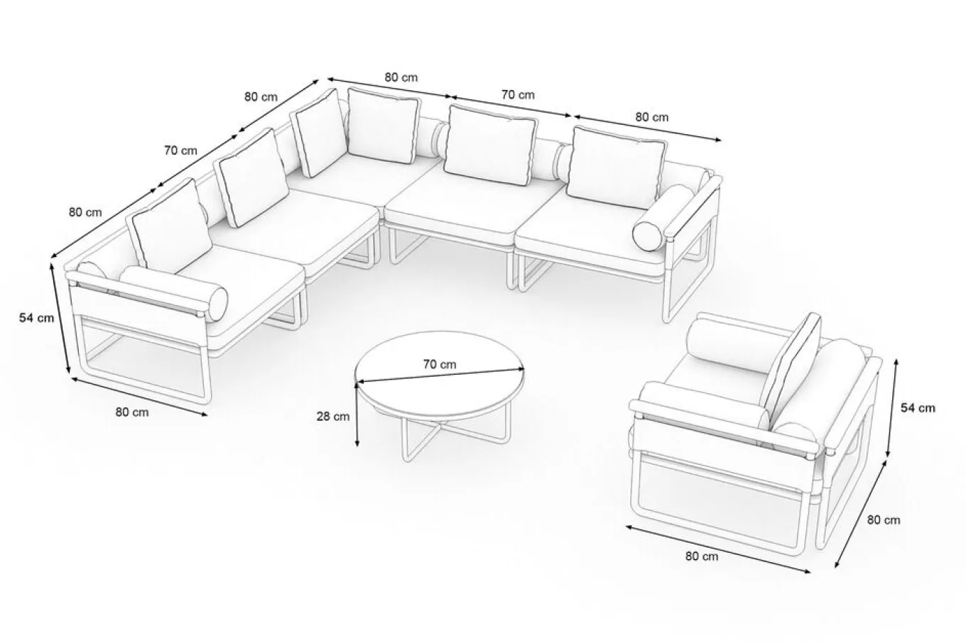 Reverie Light Plus Gartenlounge, creme/anthrazit/natur, Aluminium/Polyester/Glas, 80 x 80 cm, Holzdekor, inkl. Sessel Gartenlounge