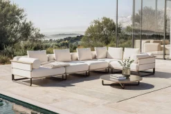 Hot Reverie M Gartenlounge, creme/anthrazit, Aluminium/Polyester/Glas, 90 x 90 cm, wetterfest, Rope-Design, Holzdekor Gartenlounge
