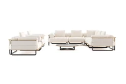 Discount Reverie XL Gartenlounge, creme/anthrazit, Aluminium/Polyester/Glas, pulverbeschichtet, Holzdekor, ca. 110 x 90 cm, inkl. Kissen Gartenlounge