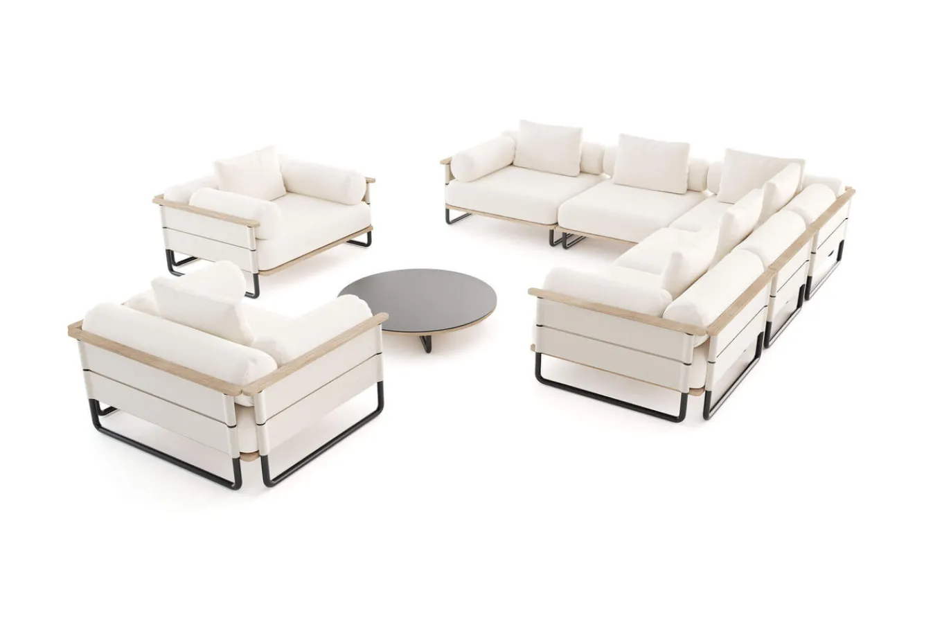 Discount Reverie XL Gartenlounge, creme/anthrazit, Aluminium/Polyester/Glas, pulverbeschichtet, Holzdekor, ca. 110 x 90 cm, inkl. Kissen Gartenlounge