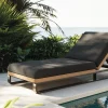 Sale Solera Gartenliege, anthrazit/schwarz, Alu/Polyester/Schaumstoff, mit Holzdekor, 200 x 72 cm, 6-fach verstellbar Gartenliegen