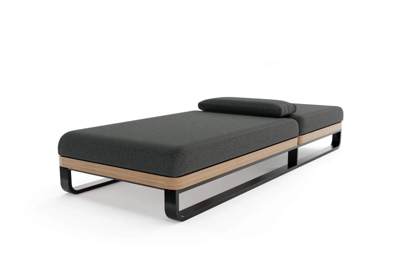 Sale Solera Gartenliege, anthrazit/schwarz, Alu/Polyester/Schaumstoff, mit Holzdekor, 200 x 72 cm, 6-fach verstellbar Gartenliegen