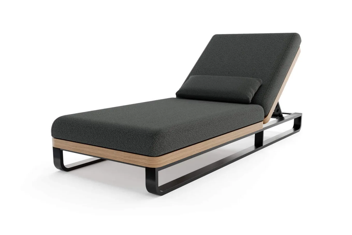 Sale Solera Gartenliege, anthrazit/schwarz, Alu/Polyester/Schaumstoff, mit Holzdekor, 200 x 72 cm, 6-fach verstellbar Gartenliegen