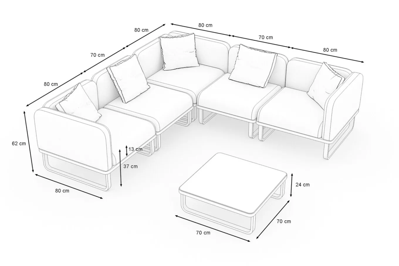 Discount Solera Light Gartenlounge, anthrazit, Alu/Polyester/Glas, 320 x 240 cm, wetterfest, Holzdekor, inkl. Kissen Gartenlounge