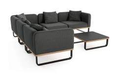 Discount Solera Light Gartenlounge, anthrazit, Alu/Polyester/Glas, 320 x 240 cm, wetterfest, Holzdekor, inkl. Kissen Gartenlounge
