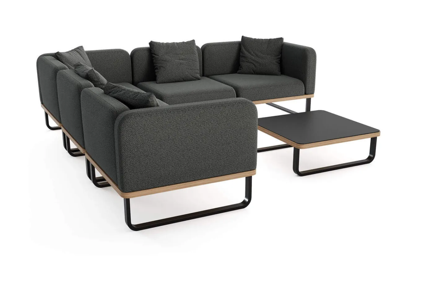 Discount Solera Light Gartenlounge, anthrazit, Alu/Polyester/Glas, 320 x 240 cm, wetterfest, Holzdekor, inkl. Kissen Gartenlounge