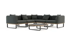 Discount Solera Light Gartenlounge, anthrazit, Alu/Polyester/Glas, 320 x 240 cm, wetterfest, Holzdekor, inkl. Kissen Gartenlounge