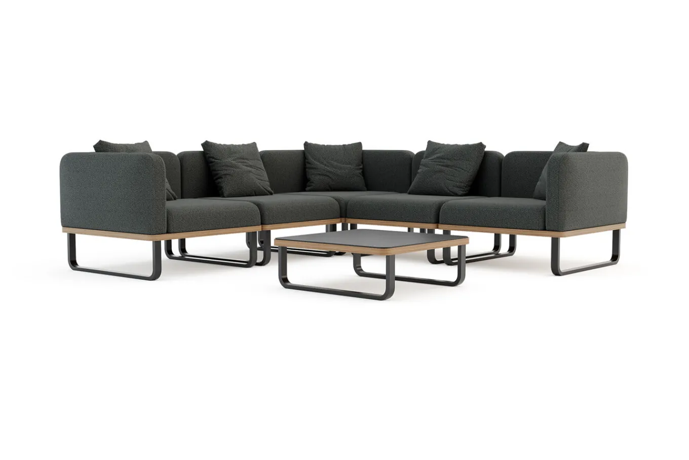 Discount Solera Light Gartenlounge, anthrazit, Alu/Polyester/Glas, 320 x 240 cm, wetterfest, Holzdekor, inkl. Kissen Gartenlounge