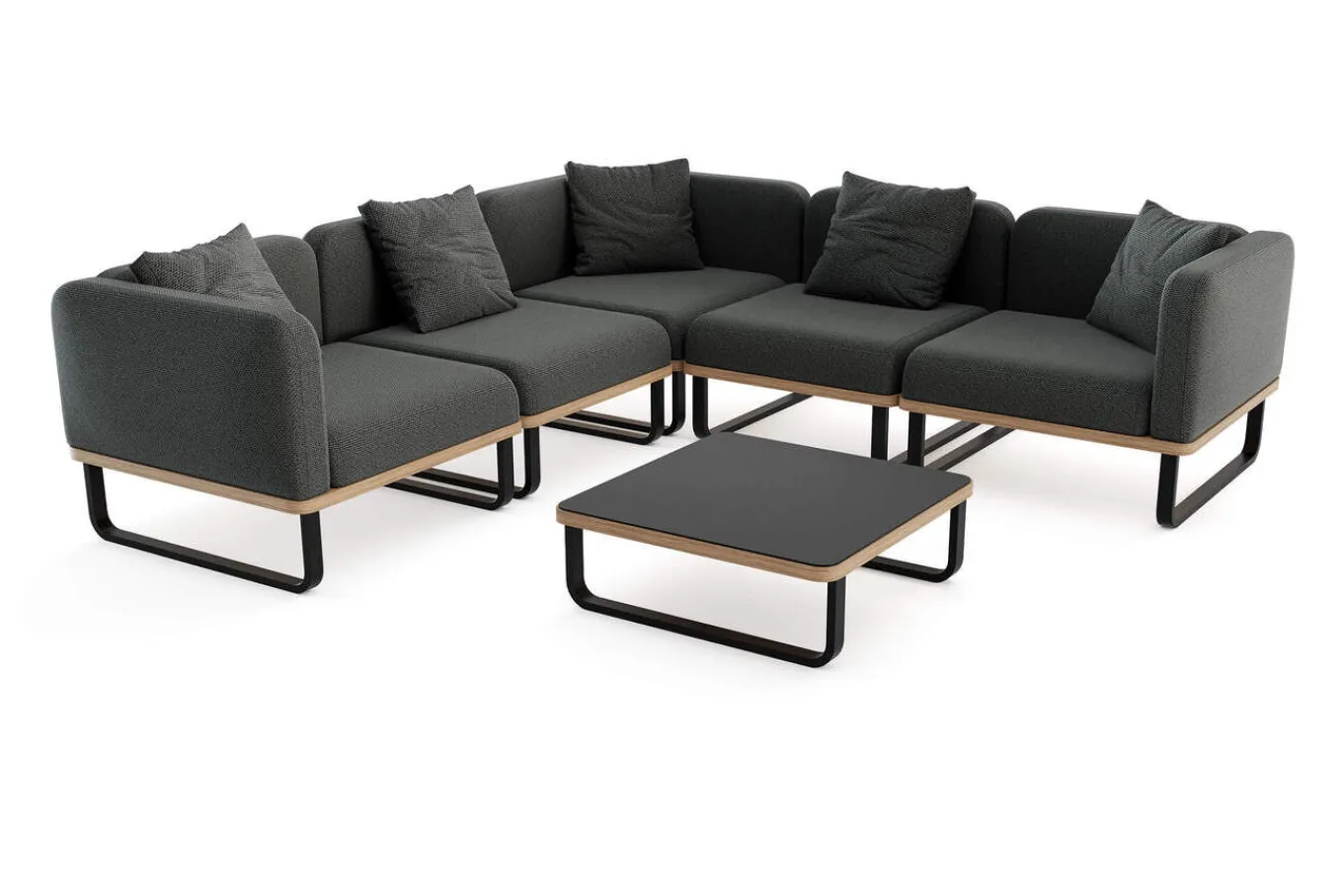 Discount Solera Light Gartenlounge, anthrazit, Alu/Polyester/Glas, 320 x 240 cm, wetterfest, Holzdekor, inkl. Kissen Gartenlounge