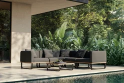 Discount Solera Light Gartenlounge, anthrazit, Alu/Polyester/Glas, 320 x 240 cm, wetterfest, Holzdekor, inkl. Kissen Gartenlounge