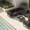 New Solera Light Plus Gartenlounge, anthrazit/schwarz, Alu/Polyester/Glas, Beistelltisch 80 x 80 cm, Quick Dry Foam, Holzdekor, inkl. Einsitzer-Sofa Gartenlounge
