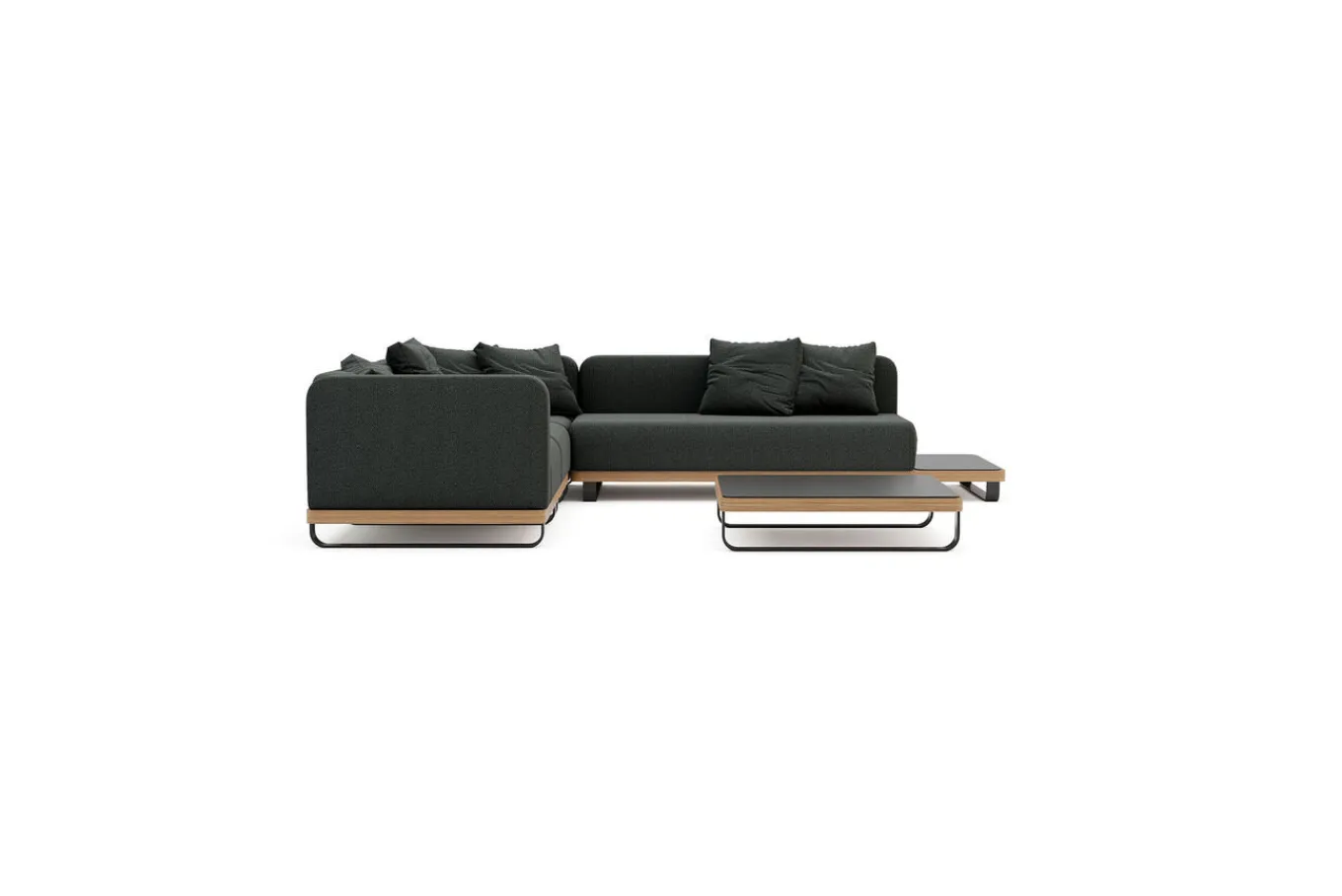 Outlet Solera M Gartenlounge, anthrazit/schwarz, Alu/Polyester/Glas, 290 x 200 cm, wetterfest, Quick Dry Foam, Holzdekor Gartenlounge
