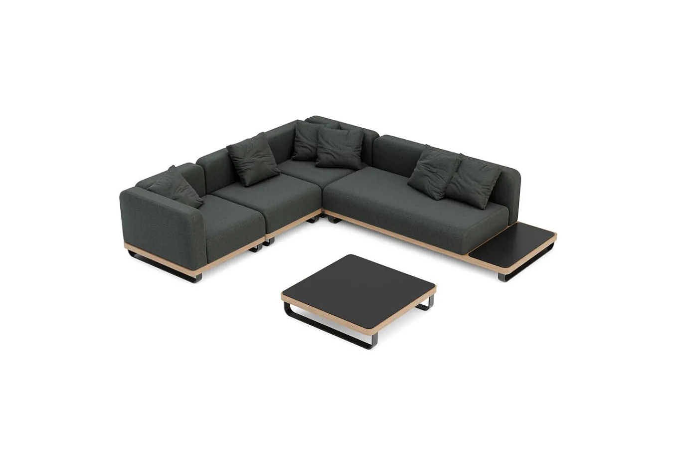 Outlet Solera M Gartenlounge, anthrazit/schwarz, Alu/Polyester/Glas, 290 x 200 cm, wetterfest, Quick Dry Foam, Holzdekor Gartenlounge