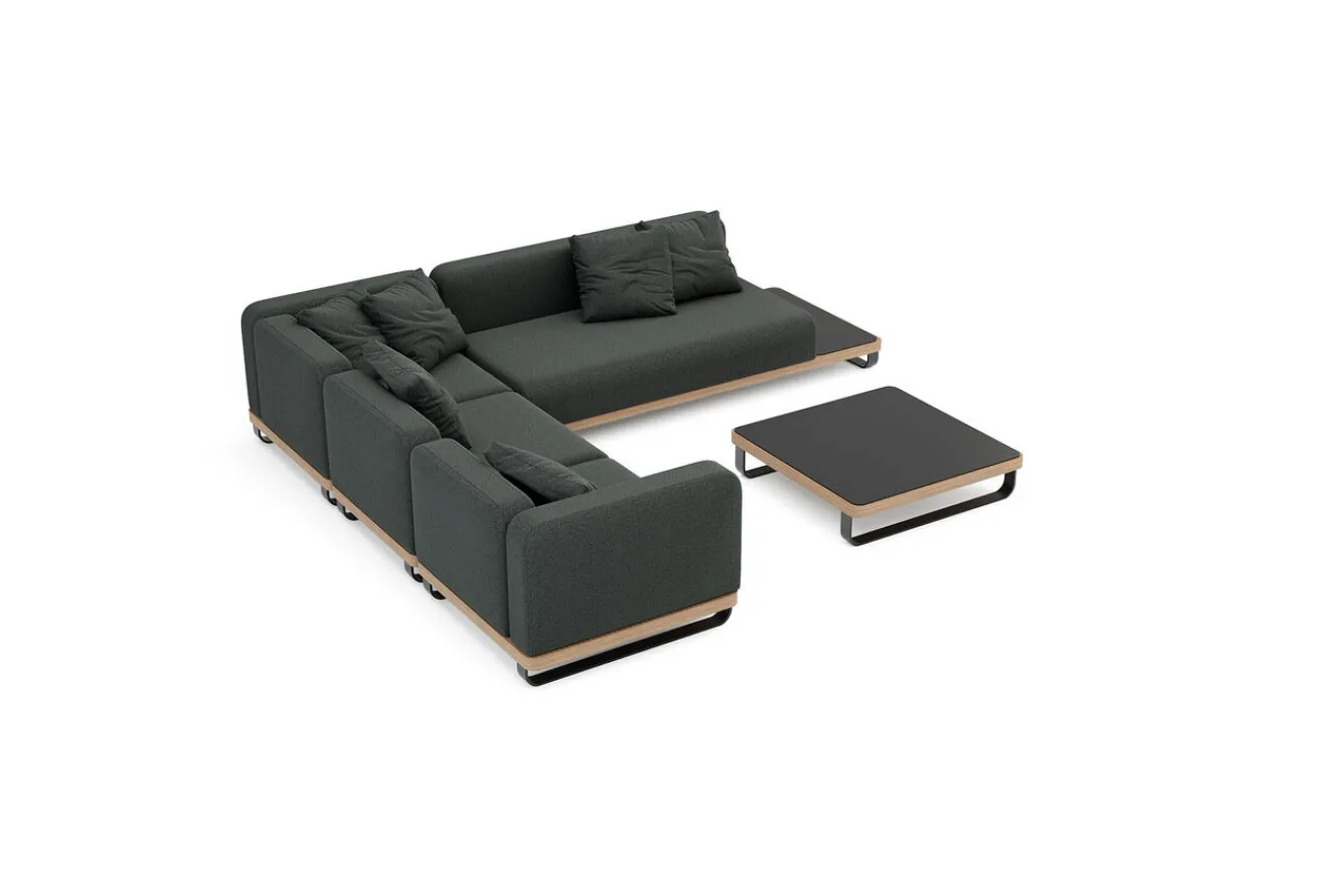 Outlet Solera M Gartenlounge, anthrazit/schwarz, Alu/Polyester/Glas, 290 x 200 cm, wetterfest, Quick Dry Foam, Holzdekor Gartenlounge
