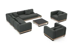 Best Solera XL Gartenlounge, anthrazit, Alu/Polyester/Glas, 90 x 90 cm Tisch, inkl. Polster Gartenlounge