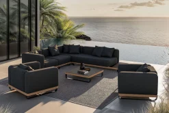 Best Solera XL Gartenlounge, anthrazit, Alu/Polyester/Glas, 90 x 90 cm Tisch, inkl. Polster Gartenlounge