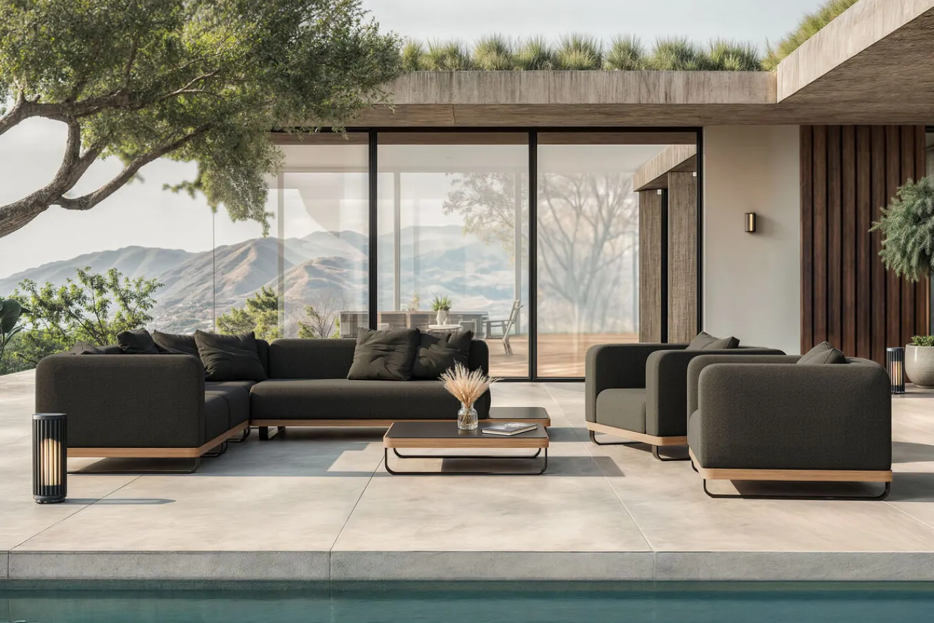 Best Solera XL Gartenlounge, anthrazit, Alu/Polyester/Glas, 90 x 90 cm Tisch, inkl. Polster Gartenlounge