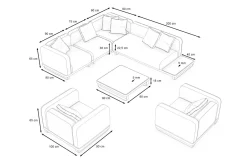Best Solera XL Gartenlounge, anthrazit, Alu/Polyester/Glas, 90 x 90 cm Tisch, inkl. Polster Gartenlounge