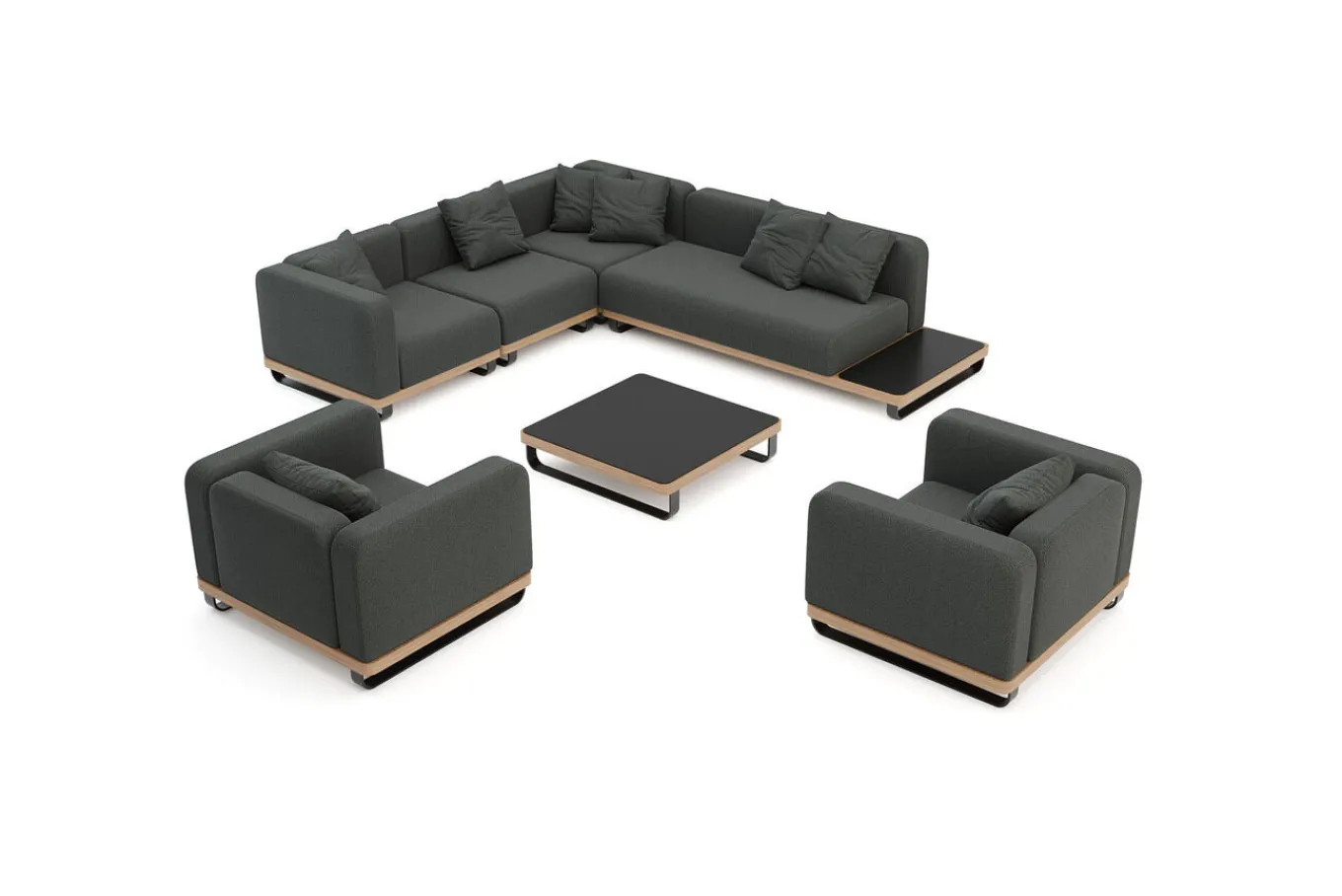 Best Solera XL Gartenlounge, anthrazit, Alu/Polyester/Glas, 90 x 90 cm Tisch, inkl. Polster Gartenlounge